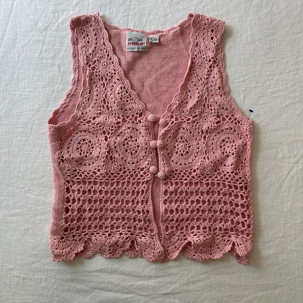 Pink Crochet Knit Vest